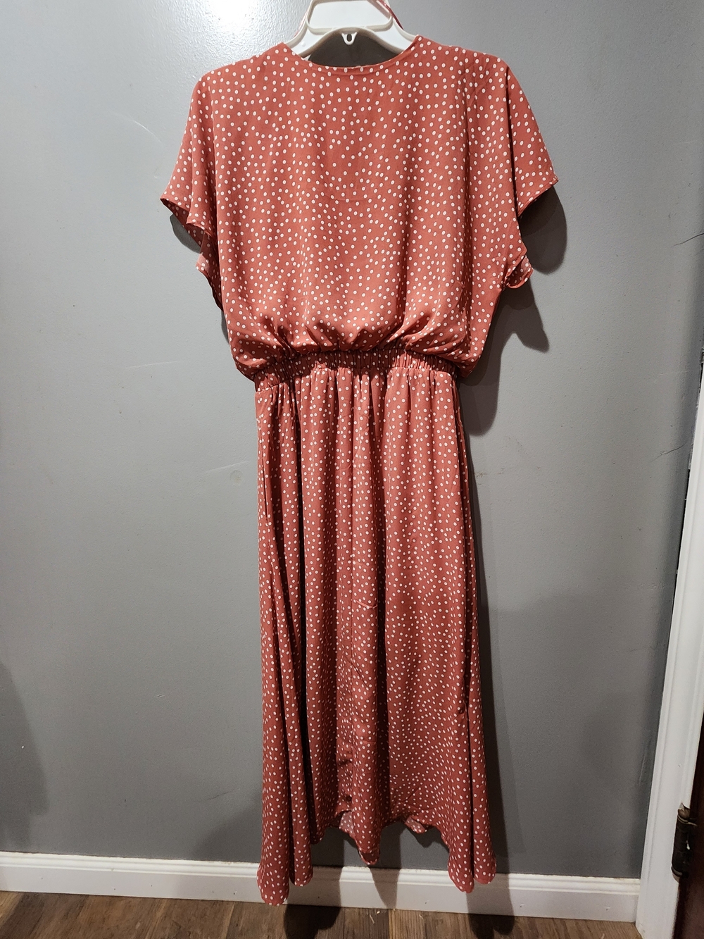Sienna Sky Rust Polka Dot Maxi Dress. Has POCKETS! - Picture 4 of 7
